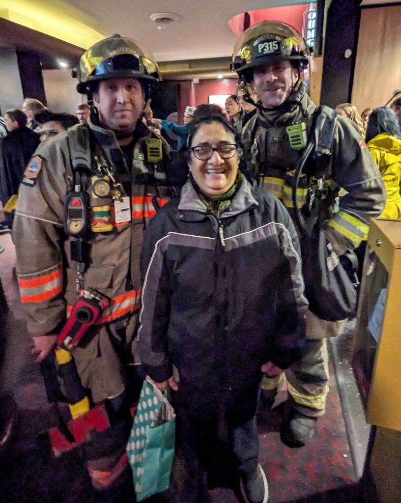 Returning to the theatre, the happiest Mumtaz has ever looked at the Rocky Horror Picture Show